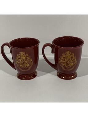 Harry Potter Hogwarts Crest Burgundy Ceramic Mug Set of 2